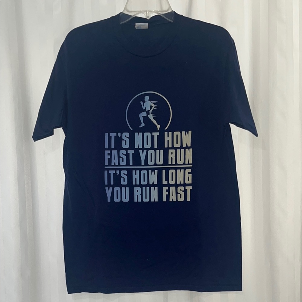 Men's Navy Graphic Running Theme T-Shirt